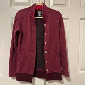 Mountain Hardwear Sarafin Wool Blend Button Cardigan in Magenta Size M